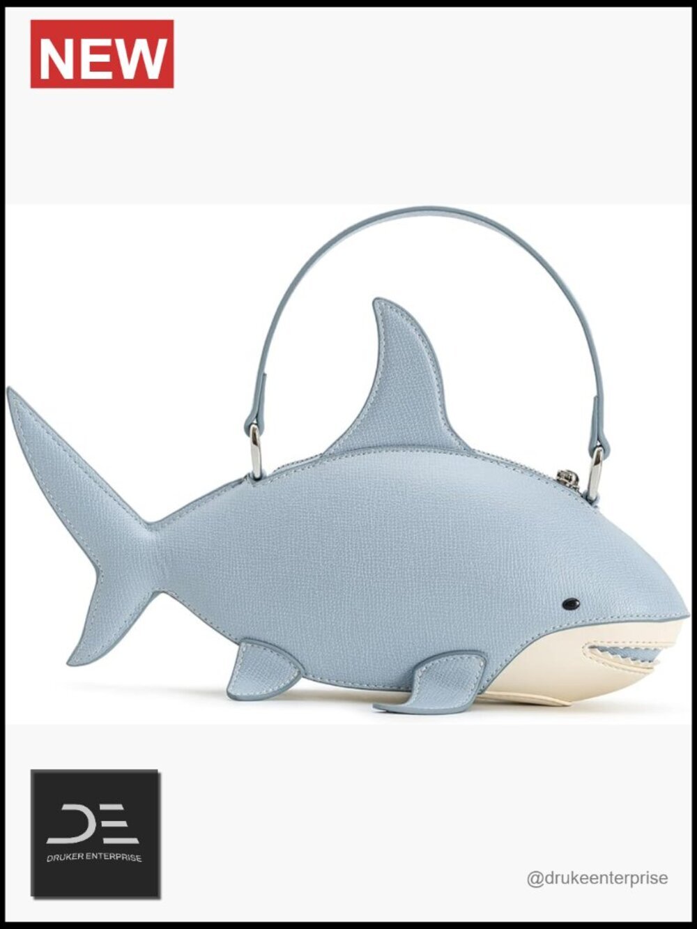 Faux Suede Shark Look Top Handle Satchel Bag with Zipper Closure
